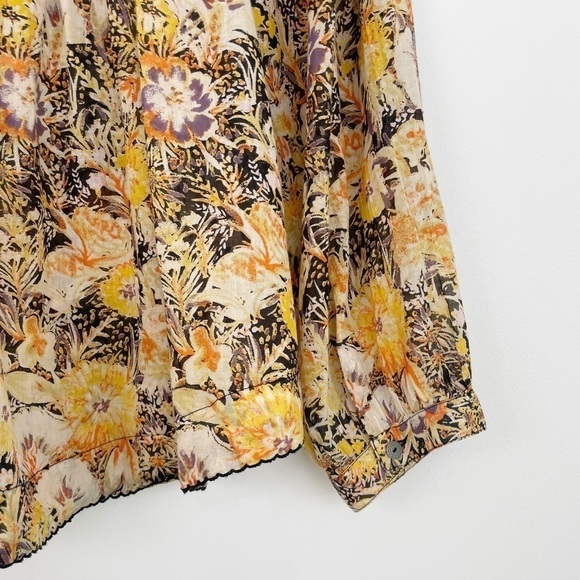 Free People We the Free Cool Meadow Boho Printed Button Down Top Size Small - Picture 12 of 16